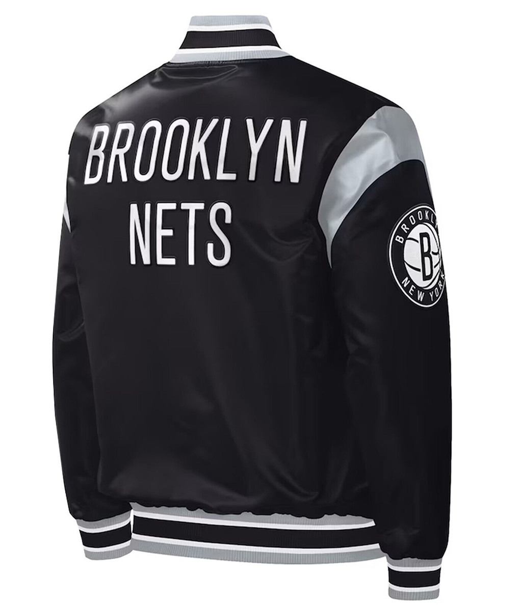 B Nets Baseball Black Varsity Jacket (2)