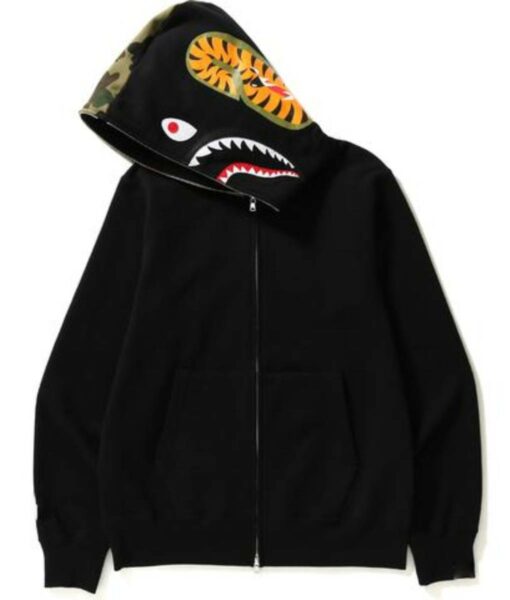 Unisex Bape Shark Camo Head Black Hoodie