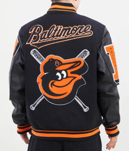 Baltimore Orioles Varsity Wool and Leather Black Jacket