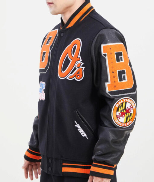 Baltimore Orioles Wool and Leather Black Jacket