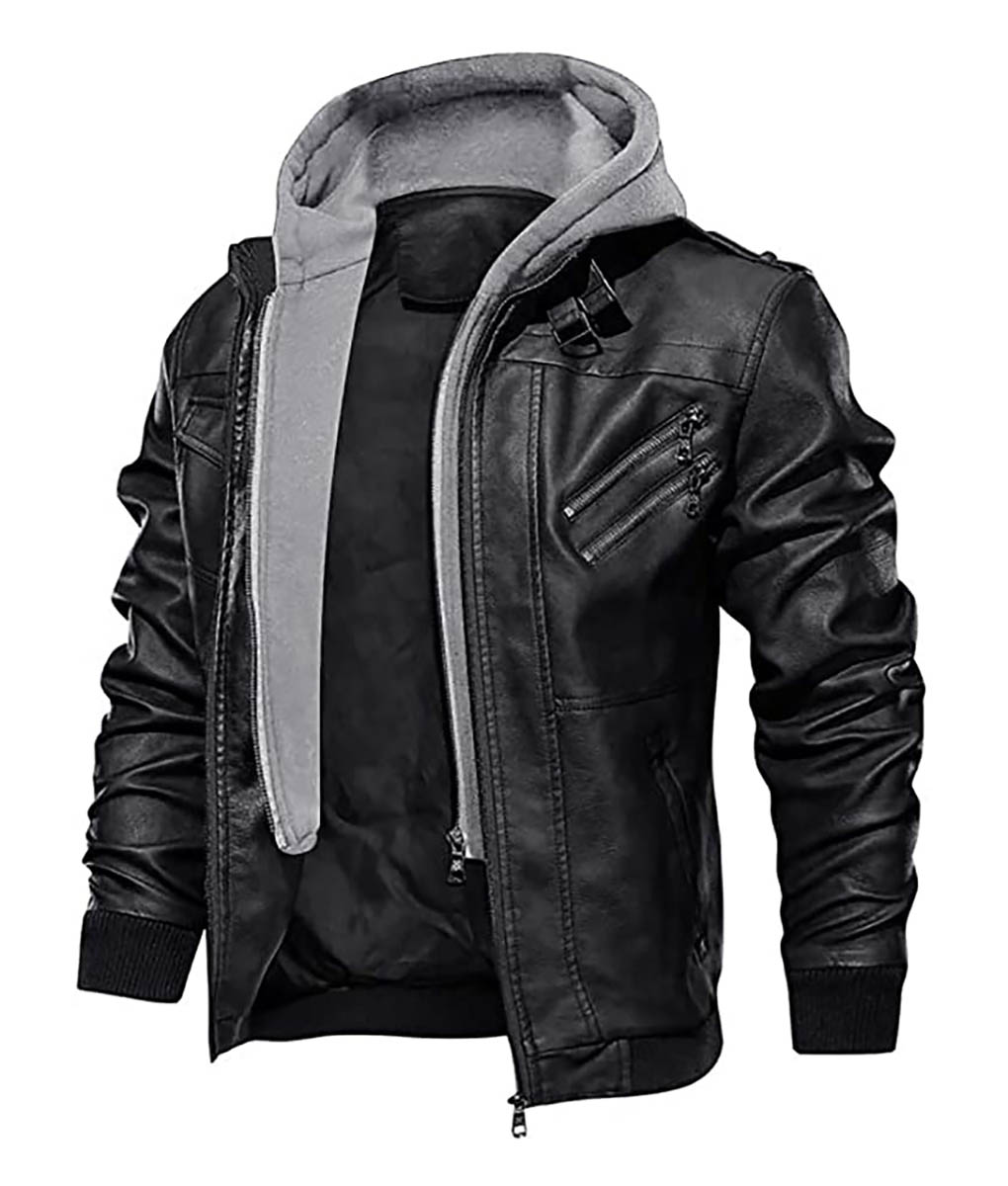 Black Leather Cosplay Biker Jacket (3)