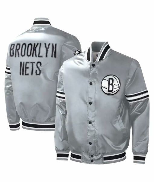Starter Brooklyn Nets Slider Gray Varsity Jacket