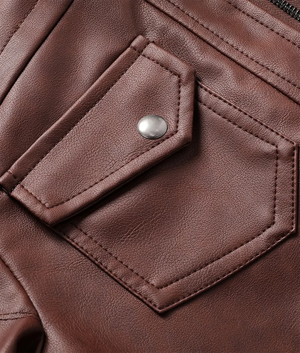Brown Leather Cosplay Biker Jacket (1)