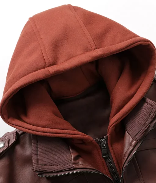 Vintage Motorcycle Brown Cosplay Jacket with Removable Hood