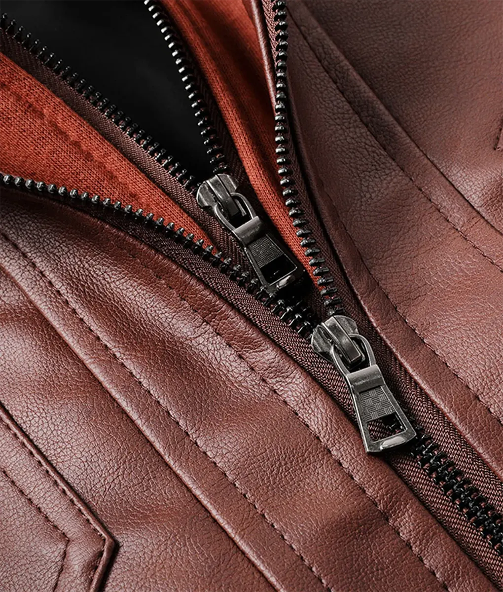 Brown Leather Cosplay Biker Jacket (4)