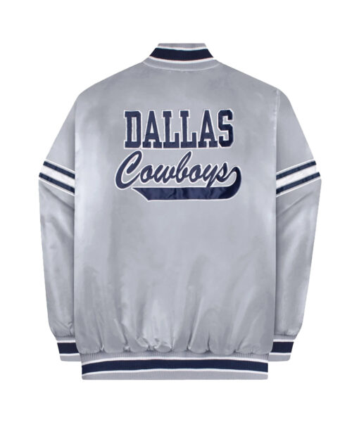 Dallas Cowboys Full-Snap Grey Satin Jacket
