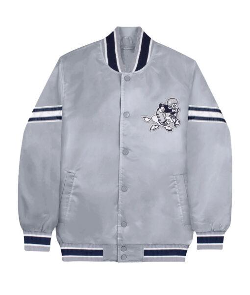Dallas Cowboys Grey Satin Varsity Jacket