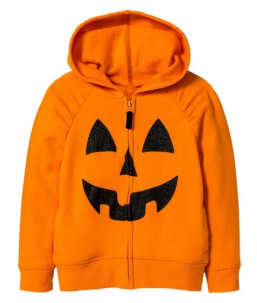 Halloween Pumpkin Face Orange Zipper Hoodie