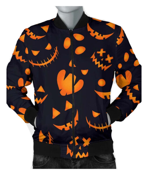 Halloween Pumpkins Pattern Black Jacket
