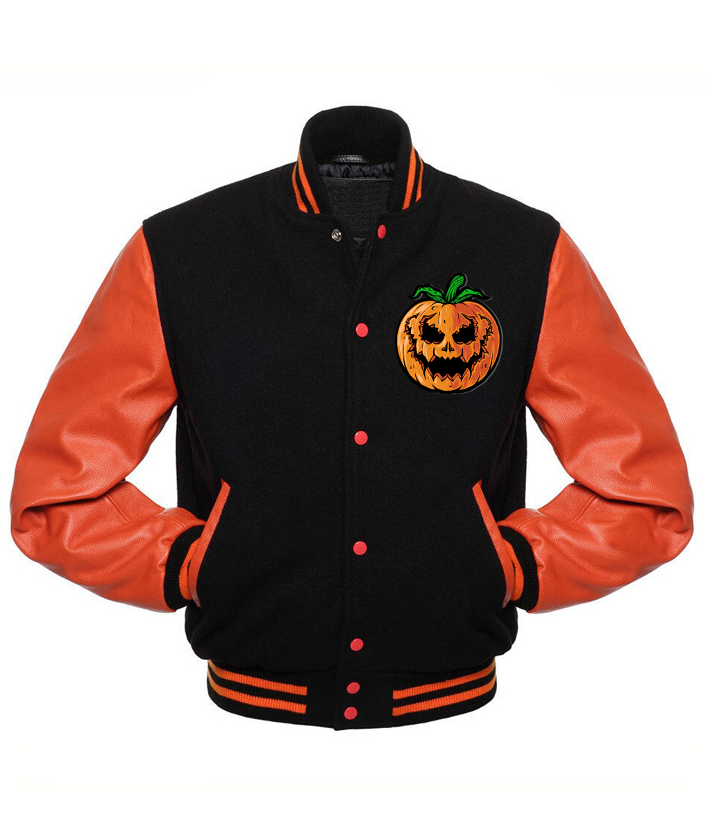 Happy Halloween Black & Orange Varsity Jacket