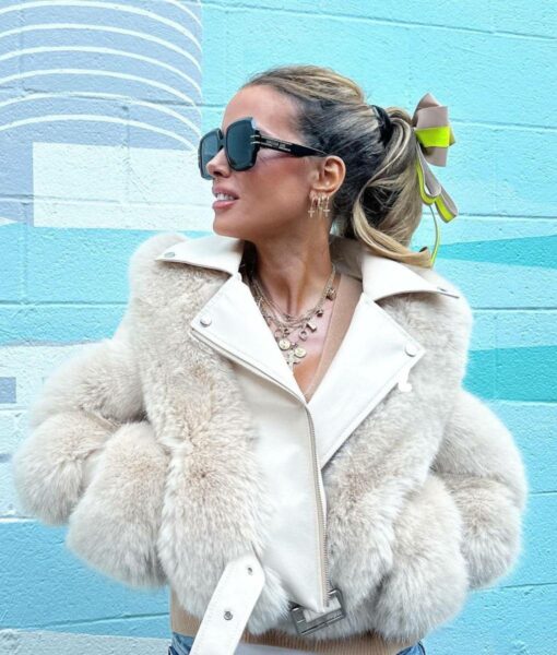 Kate Beckinsale Faux Fur & Leather Crop Jacket-2