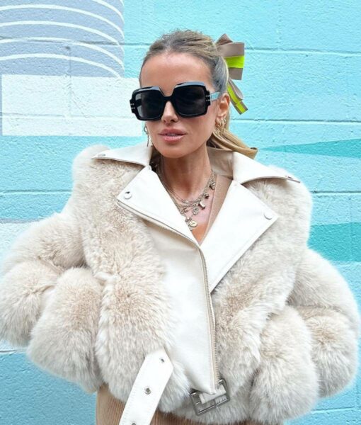 Kate Beckinsale Faux Fur & Leather Crop Jacket-3