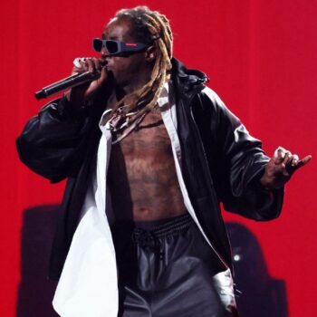 VMAs 2023 Lil Wayne Black Leather Hooded Jacket3