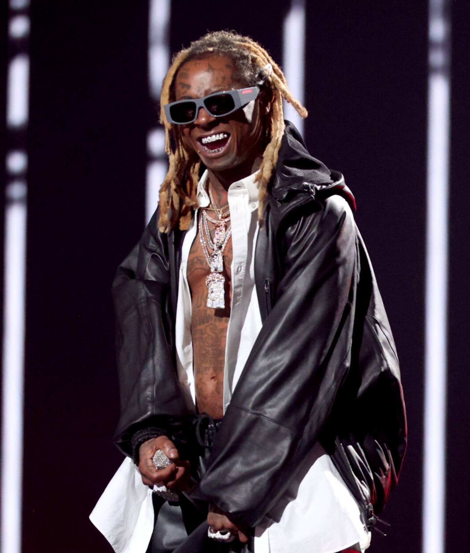 Lil Wayne Black Leather Hooded Jacket