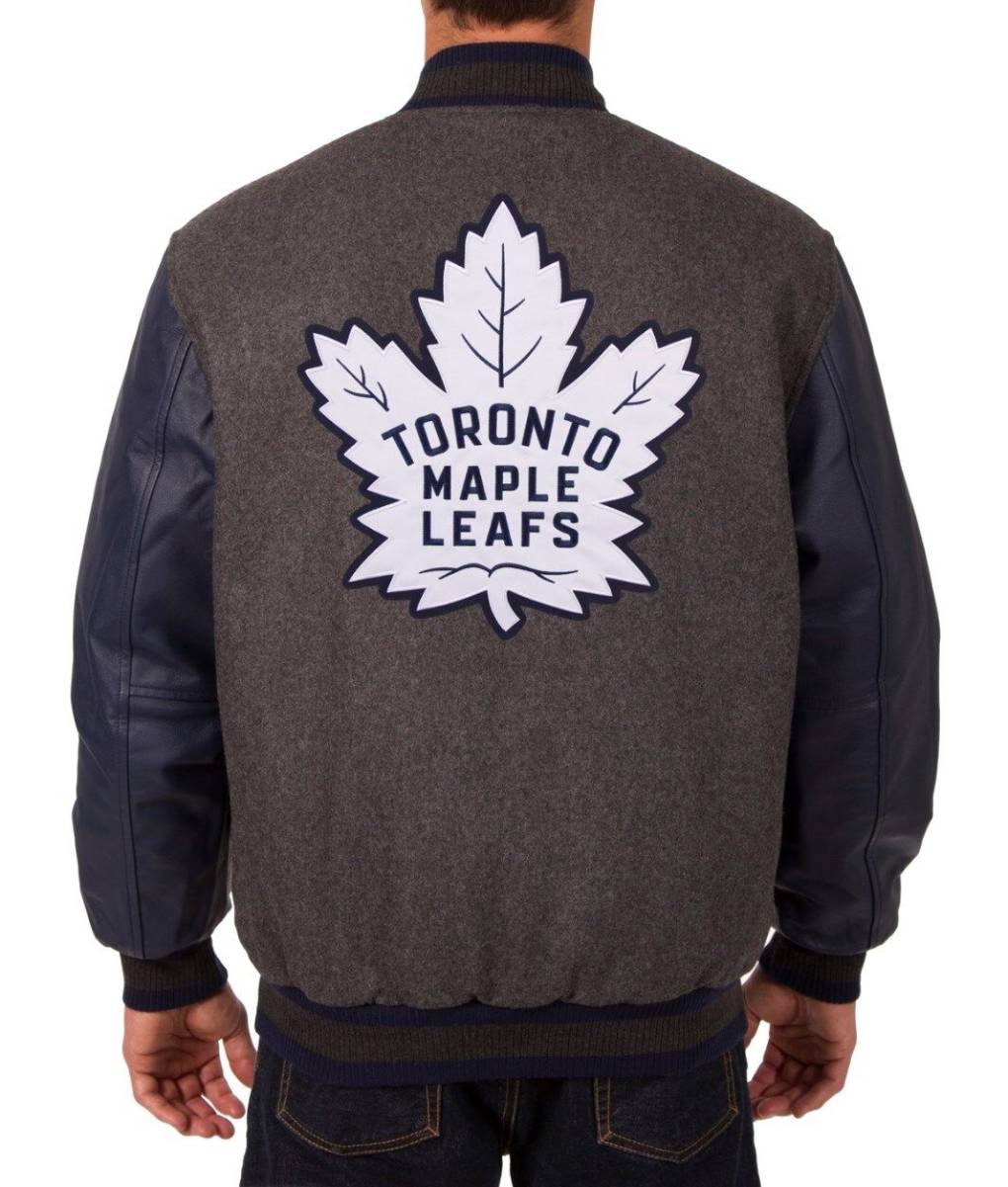 Maple Leafs Grey Bomber Jacket (1)