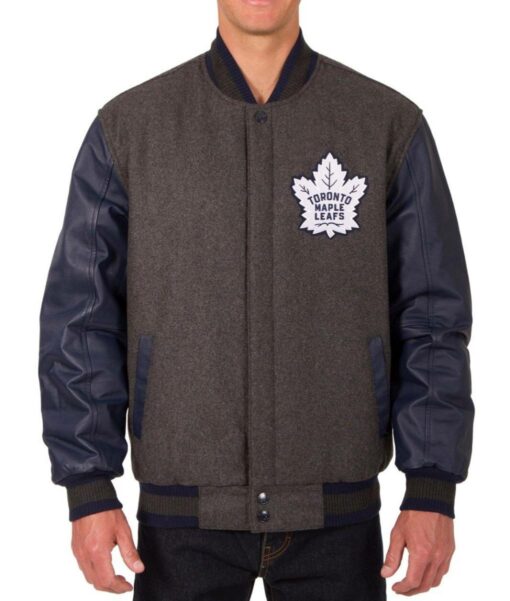 Toronto Maple Leafs Grey Bomber Jacket-1