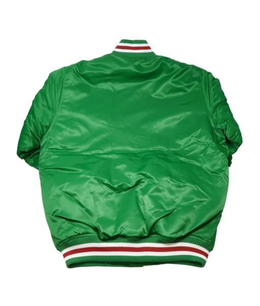 Maxico Baseball Green Satin Varsity Jacket