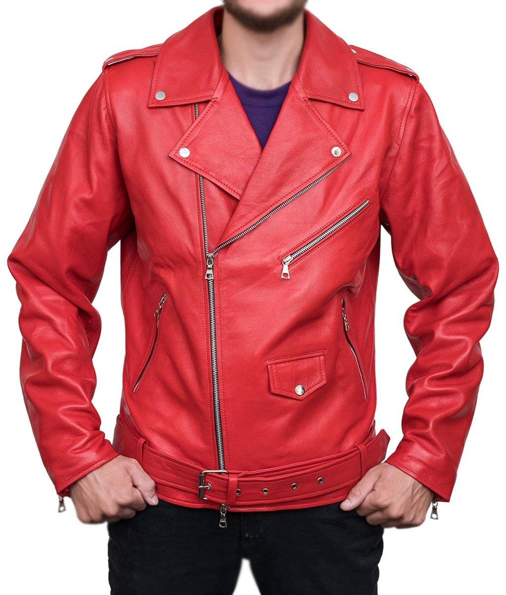 Men’s Asymmetrical Belted Leather Jacket (3)