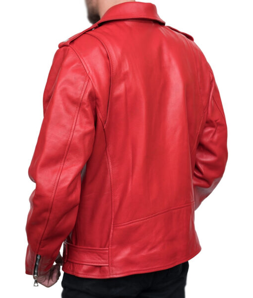 Motorcycle Asymmetrical Red Leather Jacket