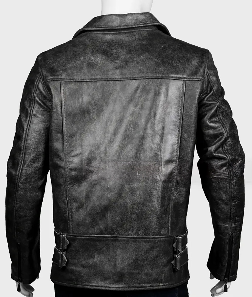 Mens Distressed Black Leather Jacket (3)