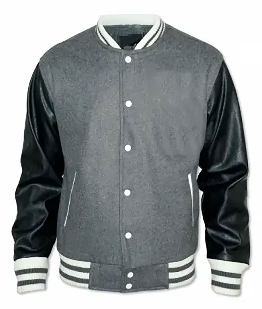 Men’s Grey Baseball Varsity Jacket