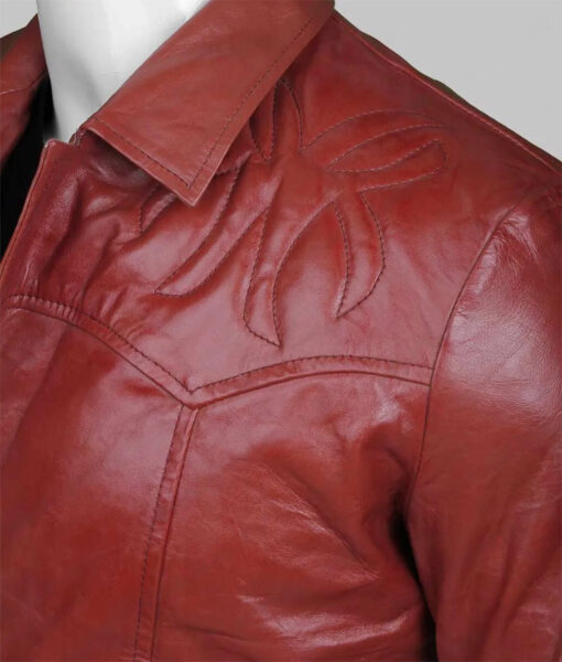 Mens Classic Red Leather Blazer1