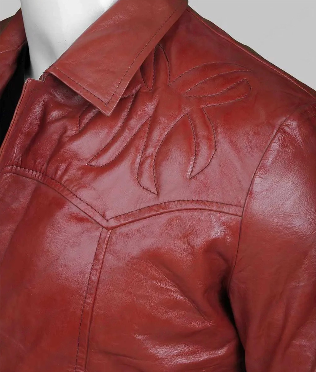 Mens Red Leather Blazer (1)