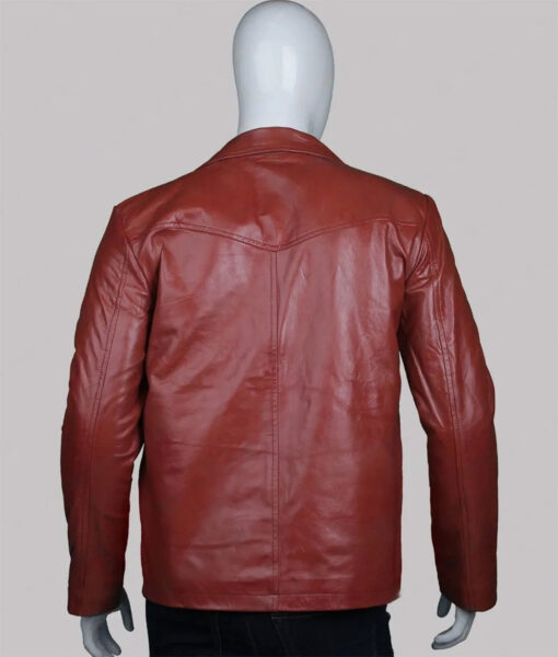 Mens Classic Red Leather Blazer2