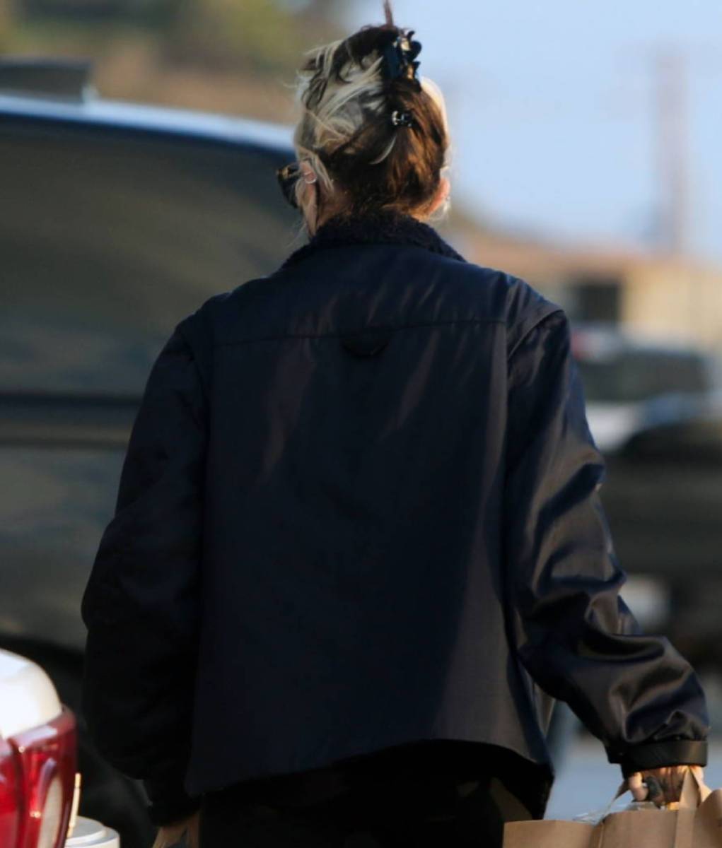 Miley Cyrus Black Bomber Jacket (4)