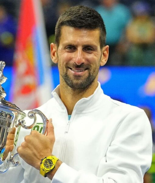 US Open Trophy 2023 Novak Djokovic 24 White Jacket