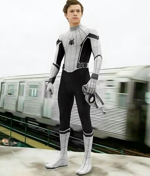 Spiderman Homecoming White Peter Parker (Tom Holland) Spiderman Jacket