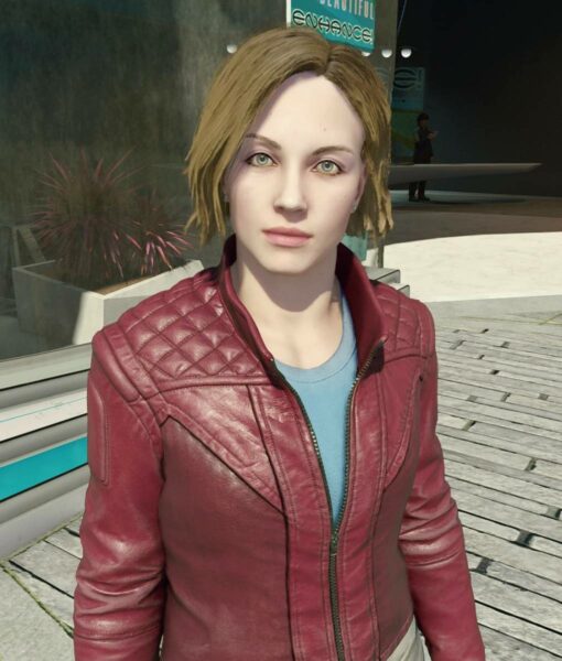 Starfield Sarah Morgan Quilted Maroon Leather Jacket