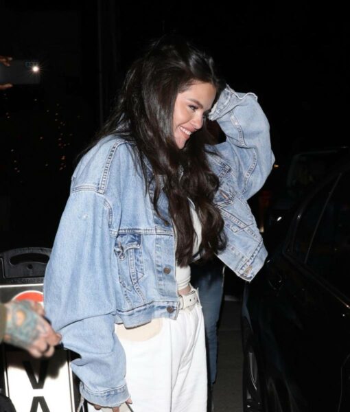 Selena Gomez Crop Blue Denim Jacket-4