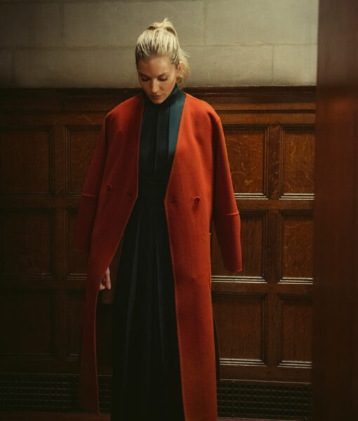 Sophie Whitehouse Anatomy Of A Scandal 2022 Sienna Miller Orange Coat