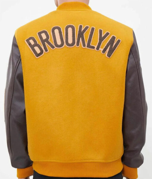 Starter Brooklyn Nets Orange and Brown BNK Varsity Jacket