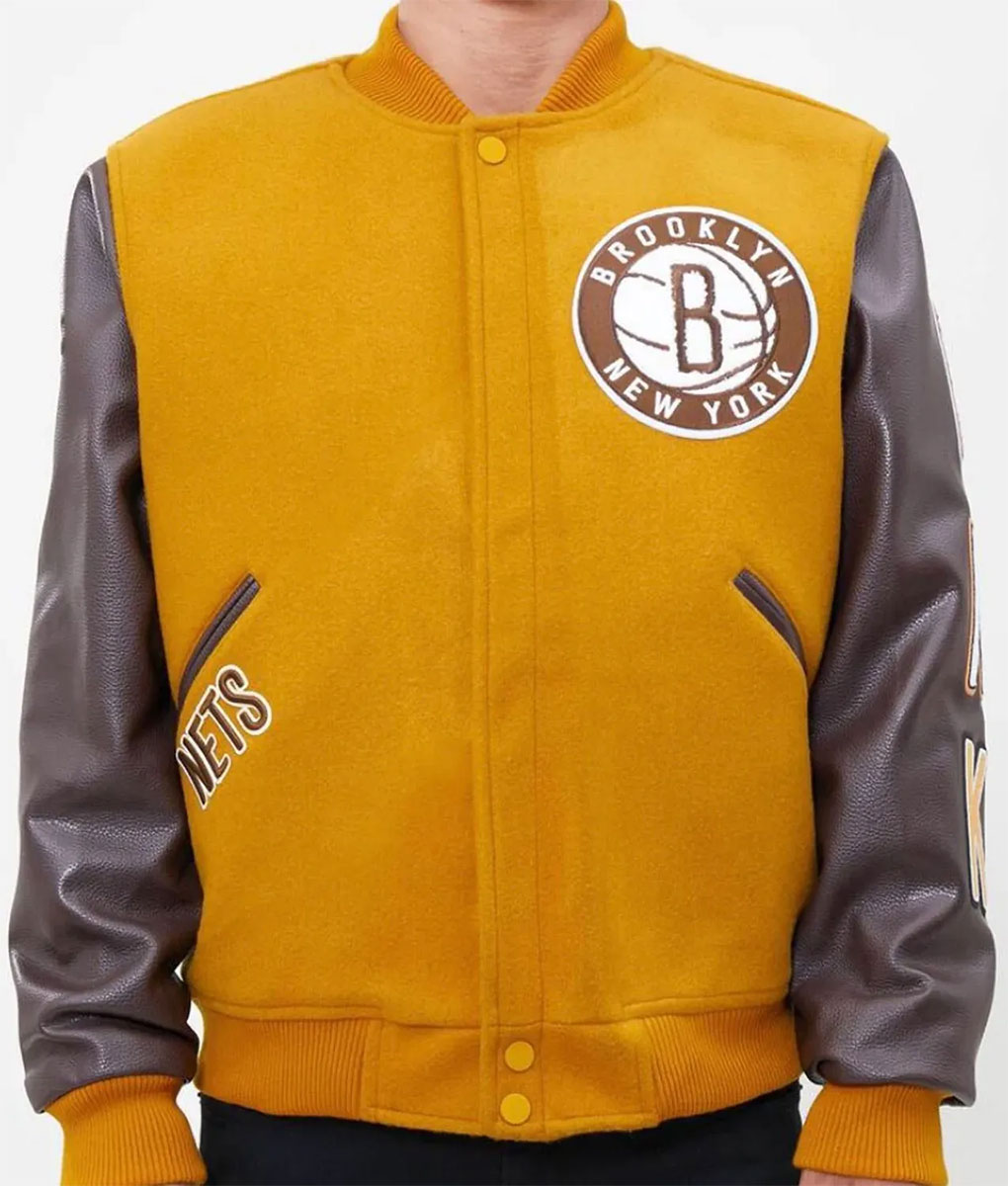 Starter B Nets Orange Varsity Jacket (3)