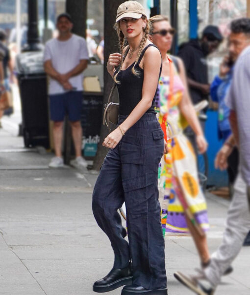 American Singer Taylor Swift NYC Black Cotton Cargo Pant