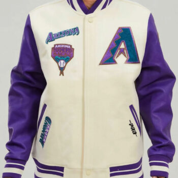 Arizona Diamondbacks White and Purple Varsity Jacket-2