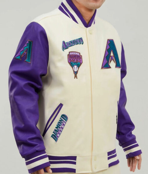 Arizona Diamondbacks White and Purple Varsity Jacket-3