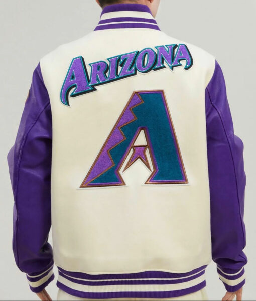 Arizona Diamondbacks White and Purple Varsity Jacket-4