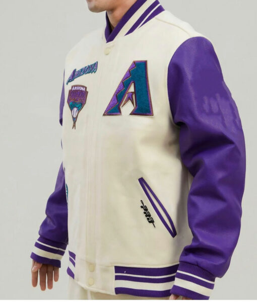 Arizona Diamondbacks White and Purple Varsity Jacket-1