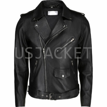 Jamie Black Leather Biker Jacket-5