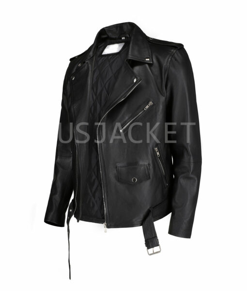 Jamie Black Leather Biker Jacket-6