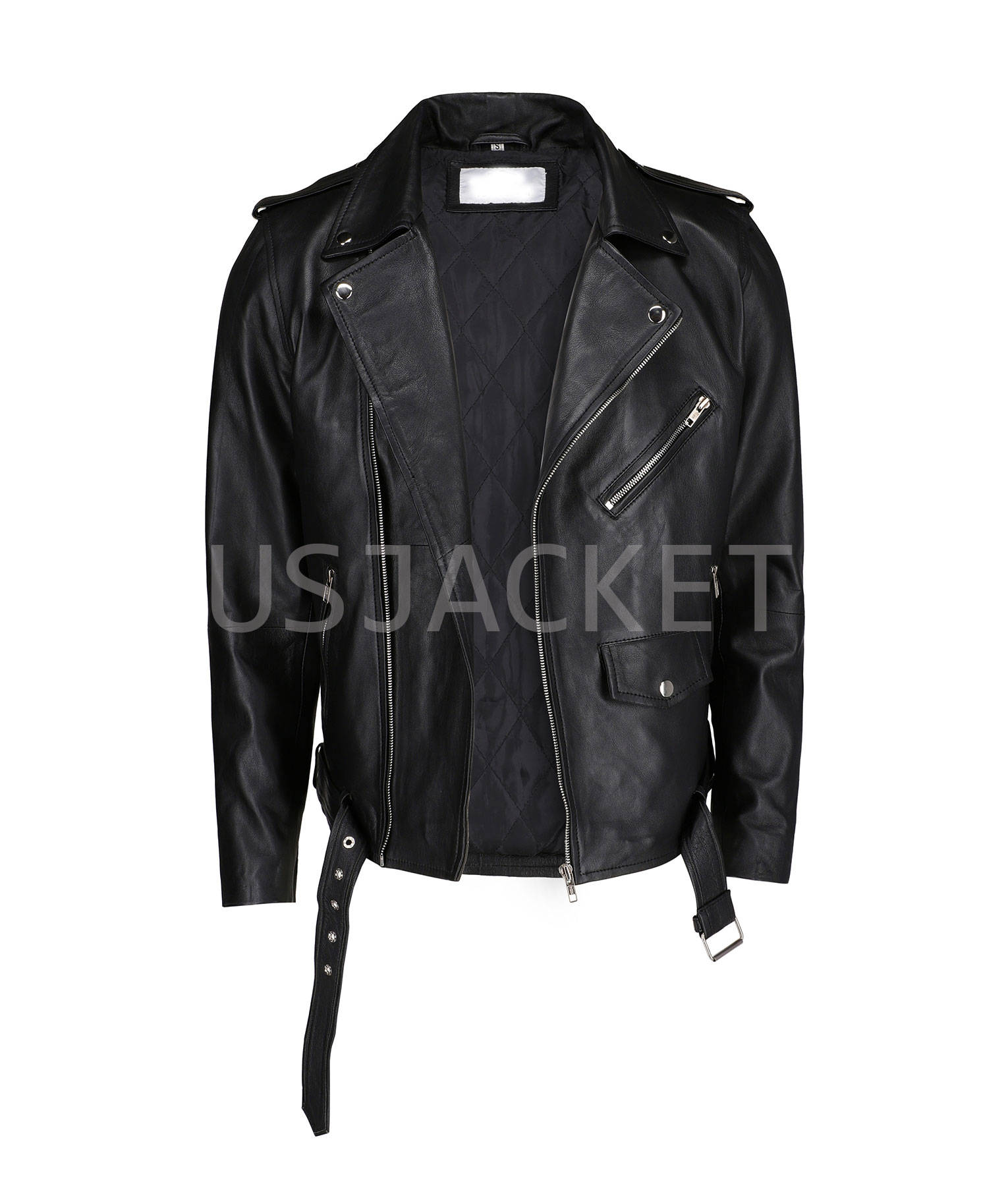 Black Leather Biker Jacket (3)