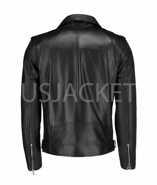 Jamie Black Leather Biker Jacket-2