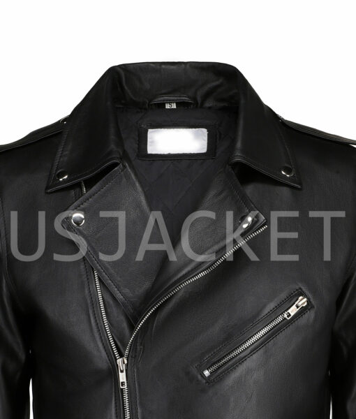 Jamie Black Leather Biker Jacket-3