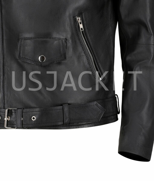 Jamie Black Leather Biker Jacket-4