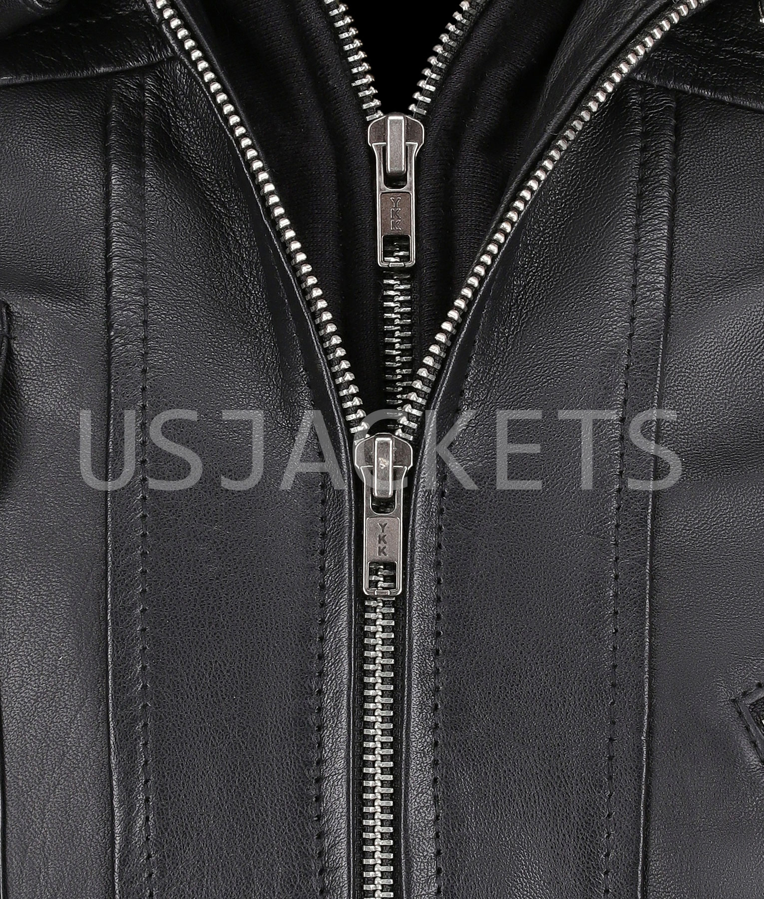 Black Leather Hooded Jacket (5)
