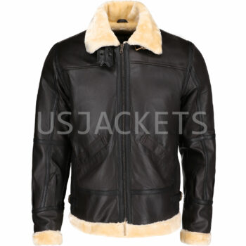 Mens Brown Leather Fur Jacket-5