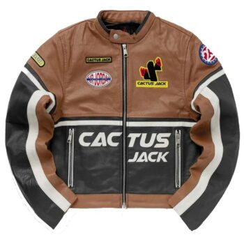 Cactus Jack Biker Brown Leather Jacket-1
